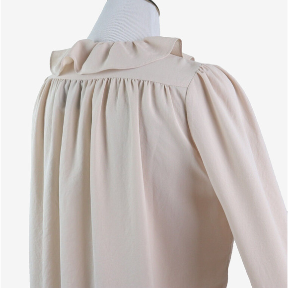 NWT ASOS US 8 Ruffle Tie Neck Blouse Long Sleeve Cream - Picture 5 of 9